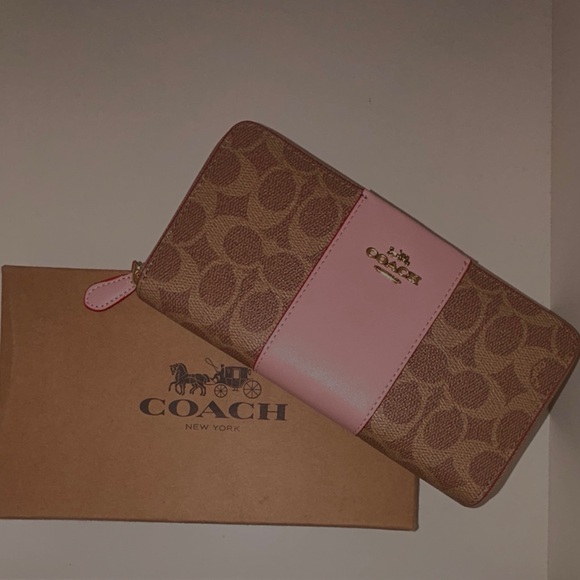 Coach Handbags - Coach Signature Brown and Pink Wallet